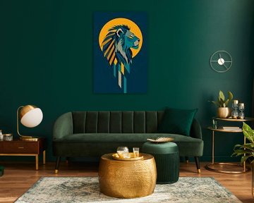Leeuwenkop in geometrische stijl van Poster Art Shop