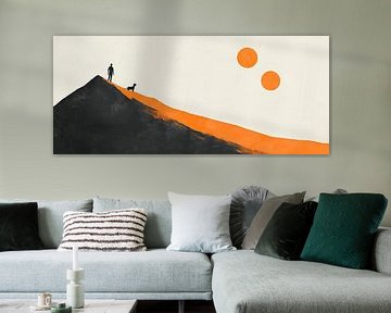 Man and dog on an orange-coloured dune by Poster Art Shop