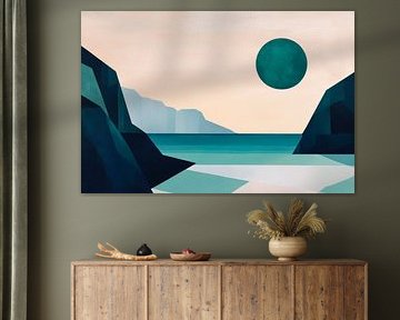 Minimalist coastal landscape with sun by Poster Art Shop