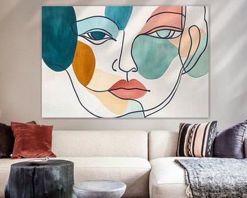 Illustration moderne du visage avec des couleurs sur Poster Art Shop
