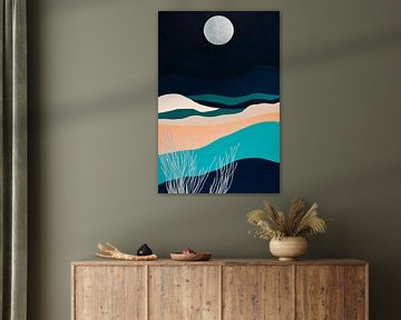 Mondschein über sanften Wellen – Farbenspiel von Poster Art Shop