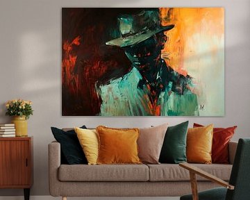 Mysteriöses Porträt mit Hut und Schatten von Poster Art Shop