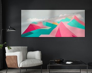 Paysage de montagne pastel de style minimal sur Poster Art Shop