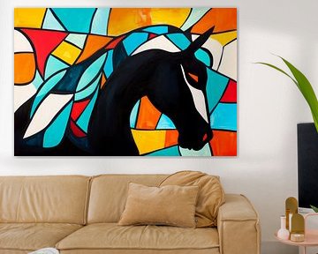 Vibrant horse portrait in colour by Poster Art Shop