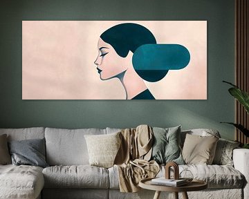 Profiel van een vrouw met geometrische flair van Poster Art Shop