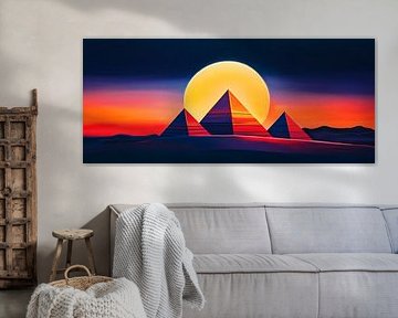 Pyramids under a glowing sunset by Poster Art Shop