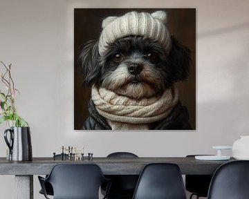 Bolonka dressed for winter