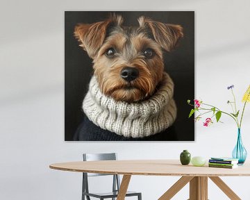 Yorkshireterriër gekleed voor de winter van Ton Kuijpers