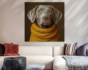 Weimaraner gekleed voor de winter van Ton Kuijpers
