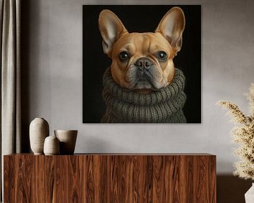 Französische Bulldogge für den Winter gekleidet von Ton Kuijpers