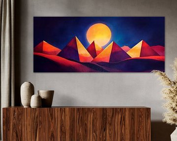 Paysage de pyramides au soleil sur Poster Art Shop