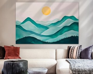 Glooiende heuvels in het ochtendlicht van Poster Art Shop
