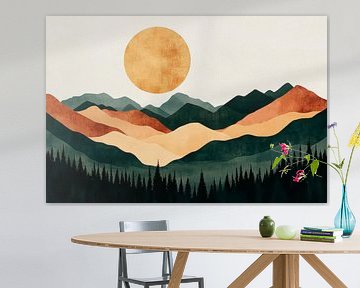 Zacht berglandschap in het avondlicht van Poster Art Shop
