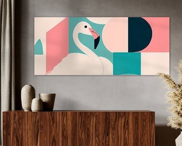 Swan in a geometric play of colours by Poster Art Shop