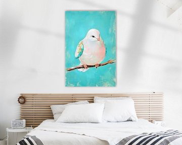 Gentle bird on a branch - play of colours in pastel by Poster Art Shop
