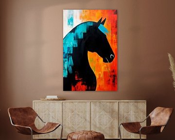 Black horse profile with coloured accents by Poster Art Shop