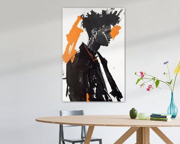 Black portrait with orange accents by Poster Art Shop