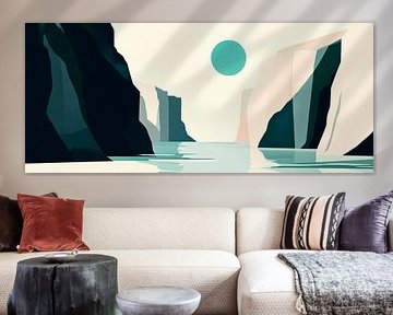 Zonsopgang boven minimalistische kliffen van Poster Art Shop