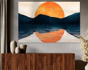 Zonsondergang boven een bergmeer - kleurenspel van Poster Art Shop