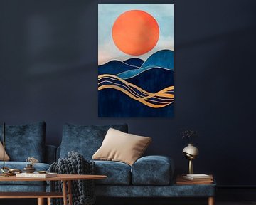 Sonnerover the blue sea of waves by Poster Art Shop