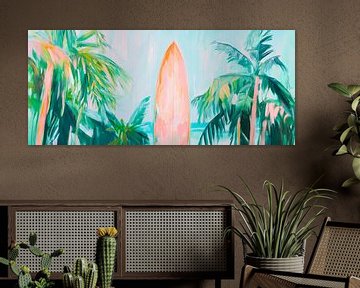 Rêve de surfeur sous les palmiers - explosion de couleurs sur Poster Art Shop