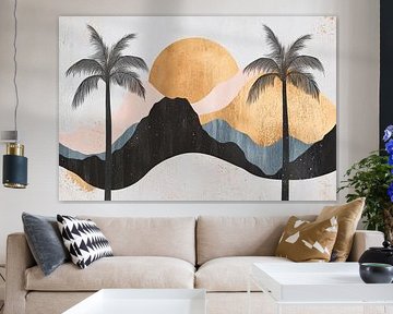 Paysage tropical aux accents dorés sur Poster Art Shop