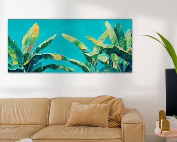 Tropical leaves in blue-green light by Poster Art Shop