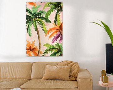 Palmiers tropicaux aux couleurs vives sur Poster Art Shop