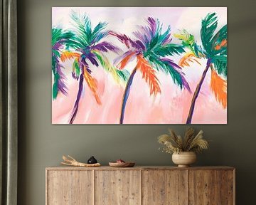 Tropical palm trees in colourful pastel light by Poster Art Shop