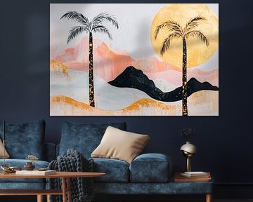 Tropical sunset with palm trees by Poster Art Shop
