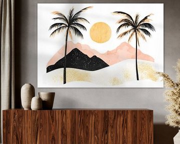 Tropisch paradijs met zonsondergang van Poster Art Shop