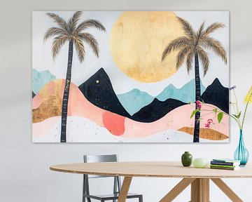 Tropisch paradijs met gouden zon van Poster Art Shop