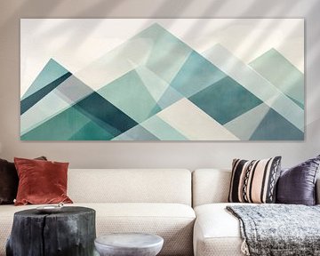 Verstrengelde bergsilhouetten in pastelkleuren van Poster Art Shop