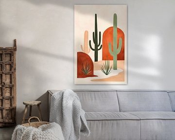 Woestijnlandschap met cactusontwerp van Poster Art Shop