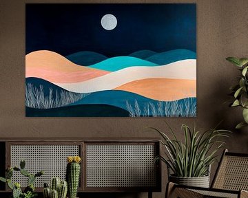 Moonlight over rolling hills by Poster Art Shop