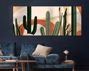 Cactuslandschap in zachte kleuren van Poster Art Shop