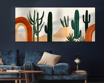Kaktuslandschaft in sanften Erdtönen von Poster Art Shop