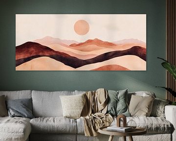 Zonsondergang over glooiende heuvels van Poster Art Shop