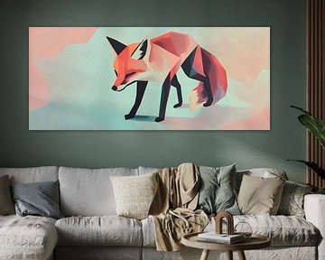 Renard géométrique aux couleurs douces sur Poster Art Shop
