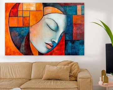Abstract portret in warme kleuren van Poster Art Shop