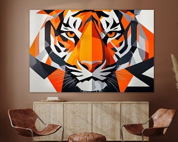 Geometric tiger in bright colours by Poster Art Shop