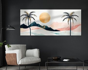 Coucher de soleil tropical avec palmiers sur Poster Art Shop