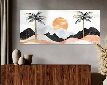 Coucher de soleil tropical avec palmiers sur Poster Art Shop