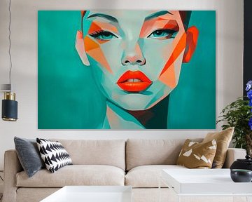 Geometric portrait in bright colours by Poster Art Shop