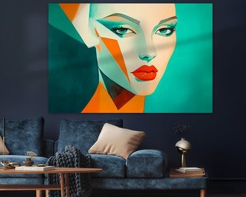 Geometric portrait in bright colours by Poster Art Shop