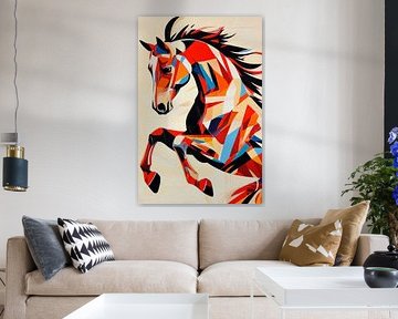 Buntes Pferd in dynamischer Bewegung von Poster Art Shop