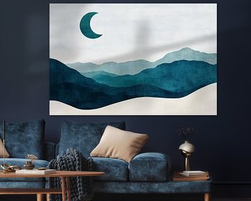 Moonlight over rolling hills by Poster Art Shop