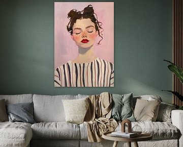 Portret Vrouw Roze Paars Vrouw van Niklas Maximilian