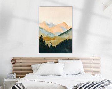 mountains forest beige nature minimalist
