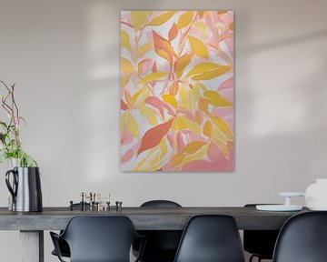 Leaves pastel pink gold dopamine decoration botany by Niklas Maximilian